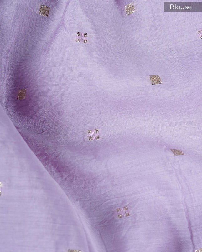 Kota Silk Saree With Applique Work and Scallop Border - Lavender