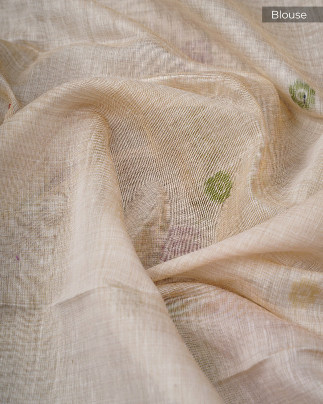 Kanchi Cotton Jamdani Weaving - Cream & Violet