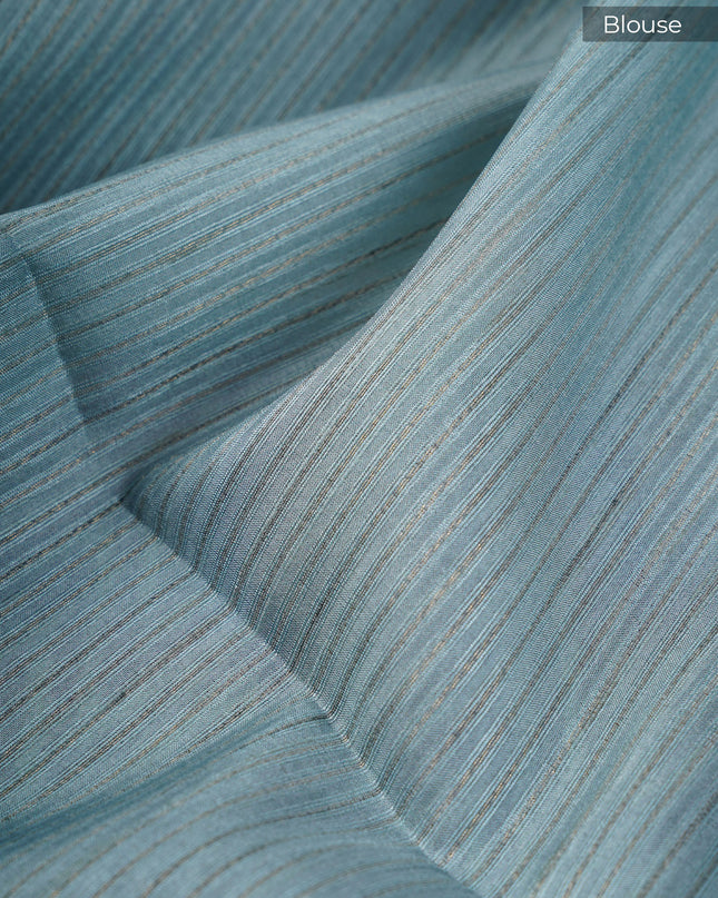 Tusser Silk Saree with Floral Print Border- Light Pink