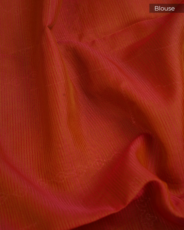 Managalgiri Silk Saree with Thread Embroidery Butties and Gold Border- Lime Green