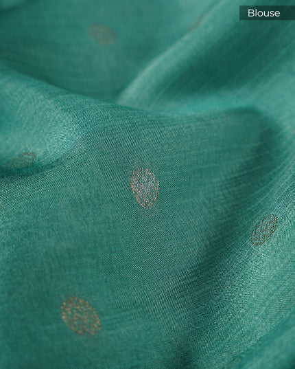 Munga Kota Silk With Silver Butties And Satin Border With Meenakari - Green