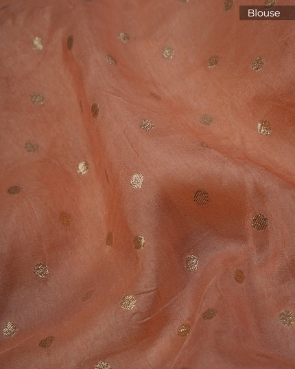 Russian Crape with Embroidery Buttis Banaras Border - Orange