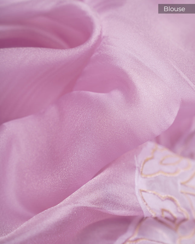 Soft Tissue Organza Silk with Thread Work Scallop Border