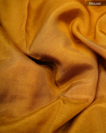 Muslin silk saree with Abstract Digital Printed and golden border - Mustard Gold