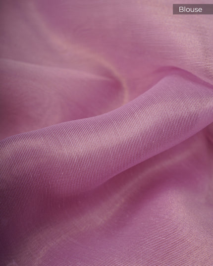 Jute Linen Tissue Pearl Work Buttis With Scallop Border - Lavender