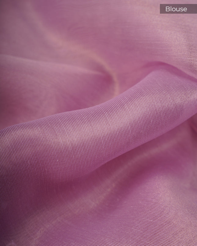 Jute Linen Tissue Pearl Work Buttis With Scallop Border - Lavender