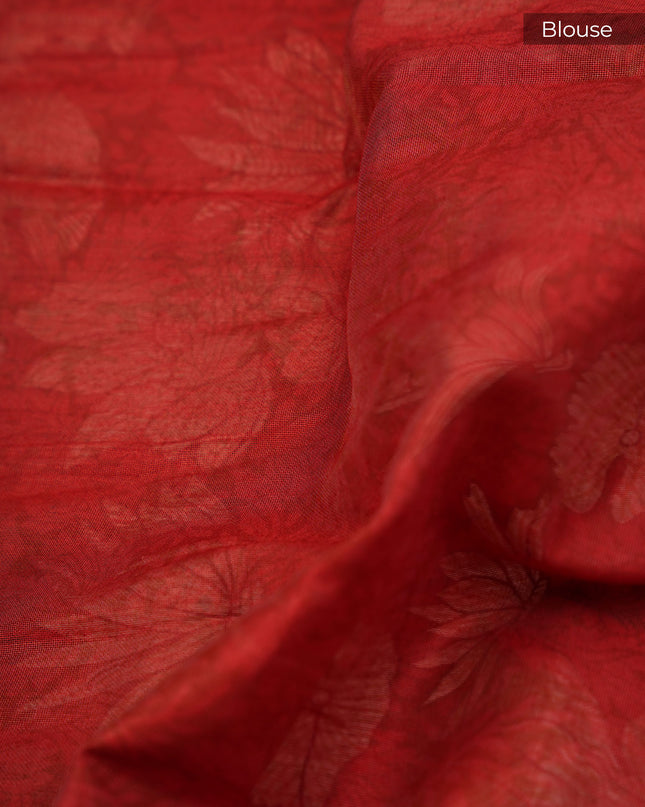 Mangalagiri Silk Digital Print Contrast Border - Maroon