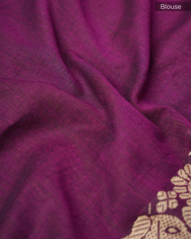 Handloom Cotton Saree with Thread Weaving Border- Green