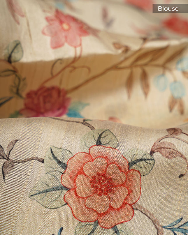 Tusser Silk Allover Mirror With Digital Print - Black