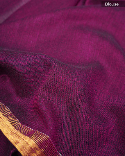 Handloom Cotton Saree Thread Weaving Border- Purple