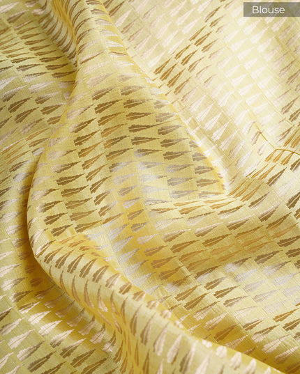 Chanderi Silk Saree With Gold & Silver Butties Contrast Border - Brown