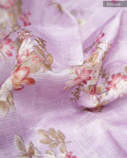 Kota cotton Saree with Floral Print- Lavender