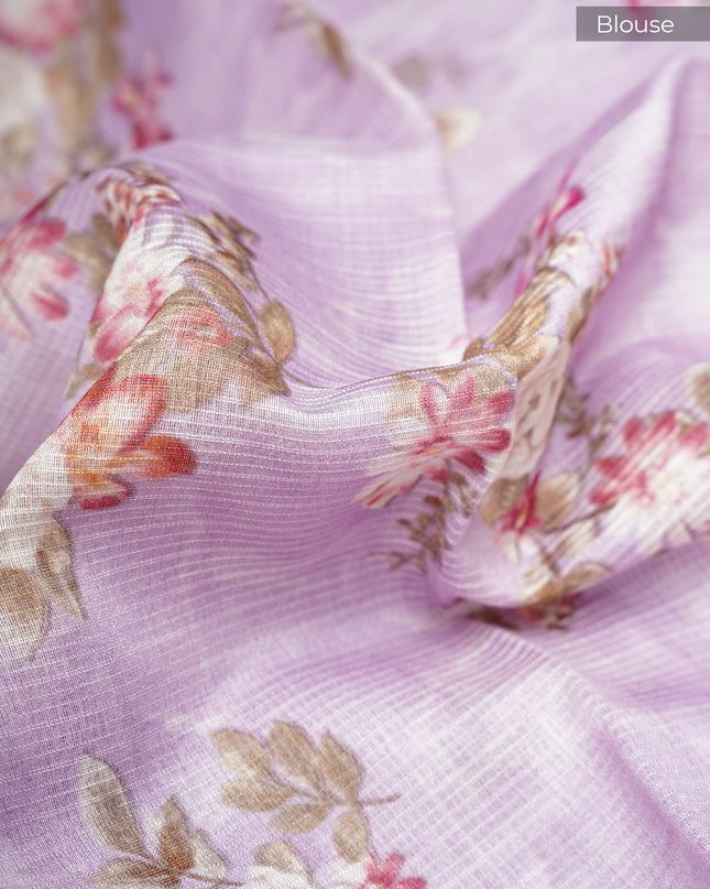 Kota cotton Saree with Floral Print- Lavender