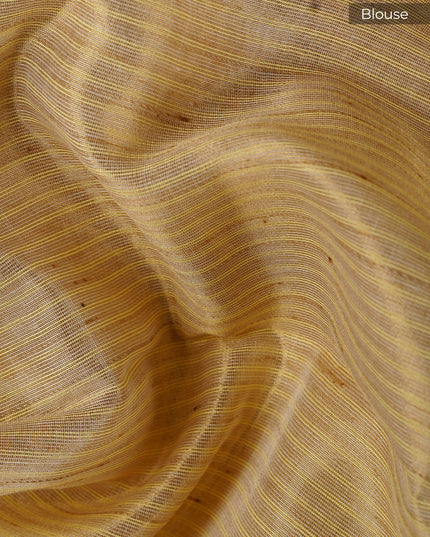 Tissue Linen Saree With Floral Embroidery & Sequins Work - Beige