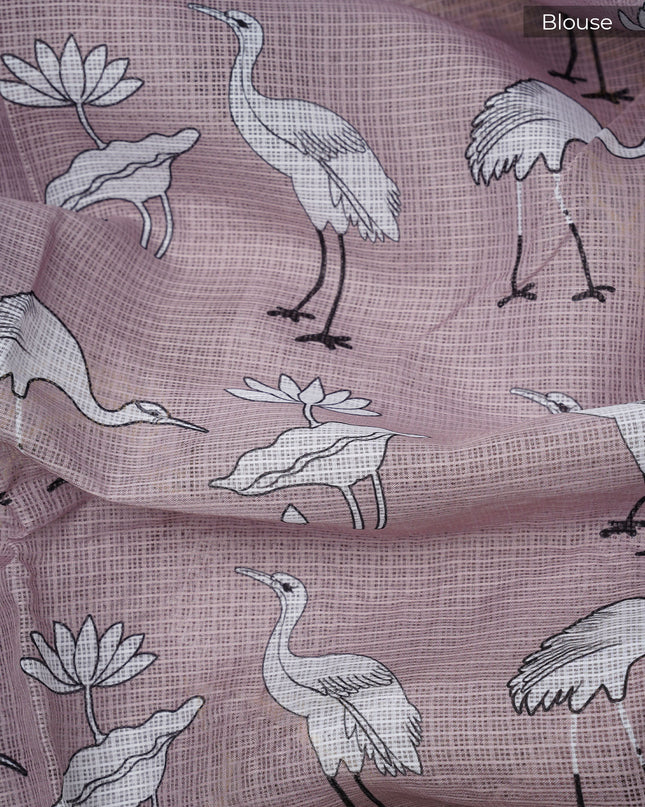 Kota saree digital print  with knot work and lace border - Tan