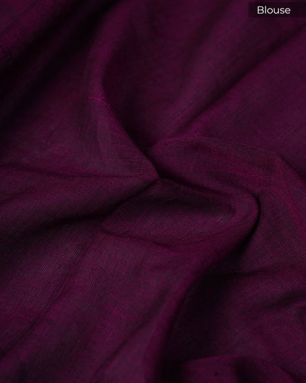 Handloom Cotton Saree with Thread Weaving Border- Navy Blue