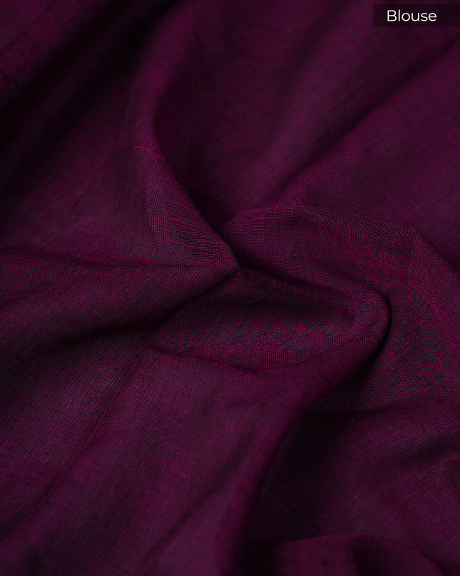 Handloom Cotton Saree with Thread Weaving Border- Navy Blue