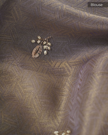 Tissue Georgette Applique Hand Work With Scallop Border - Lavender