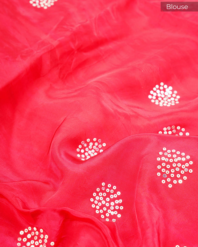 Crepe Crepe Saree With Floral Print Scallop Border Kardana Zardosi Sequence Work - Yellow