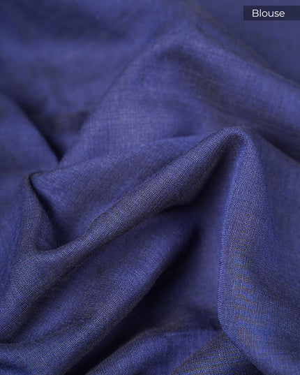 Cotton Antique Gold Zari Border - Navy Blue