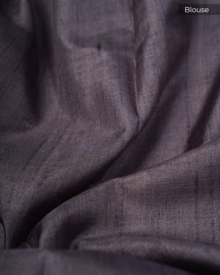 Tissue Silk With Digital Print & Thread Border - Grey