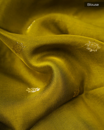 Munga Silk Saree With Gold Zari Border - Mehndi