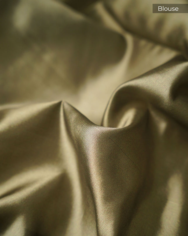 Kota Silk Saree with Thread Embroidery With Scallop Border - Cream & Green