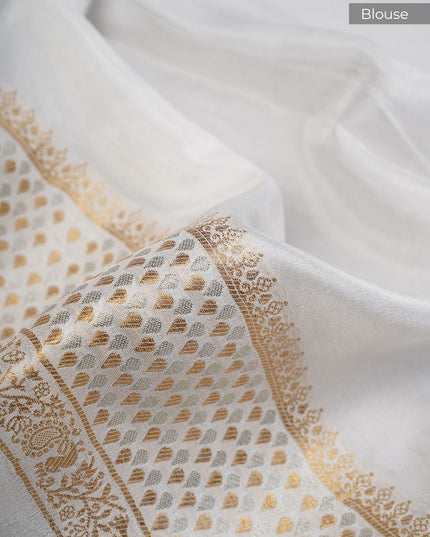 Dola Silk Saree with Golden Butties and Contrast Border- Yellow