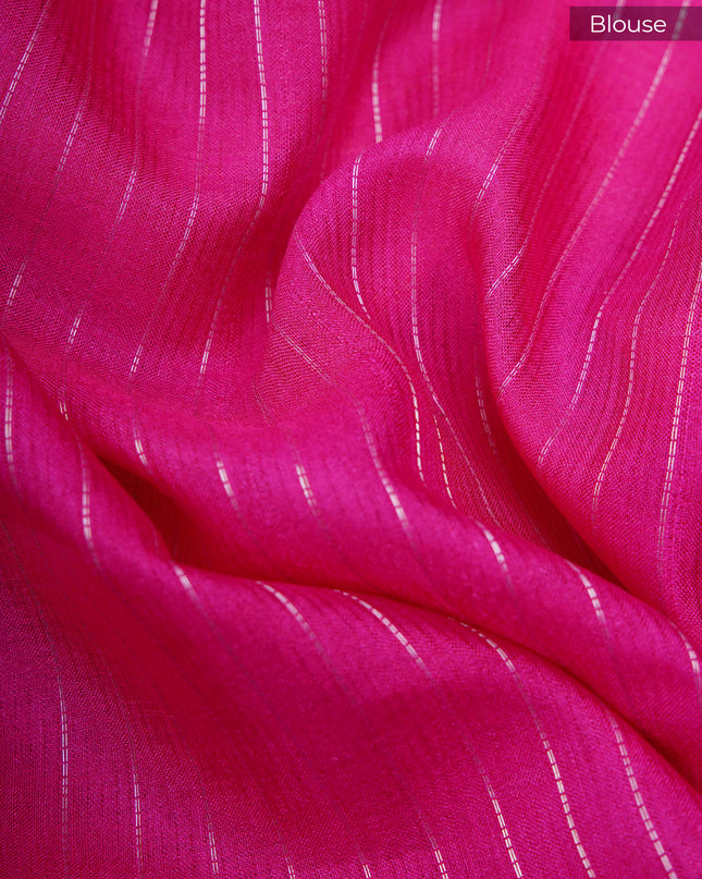 dola silk sarees with checks and floral print border - Pink