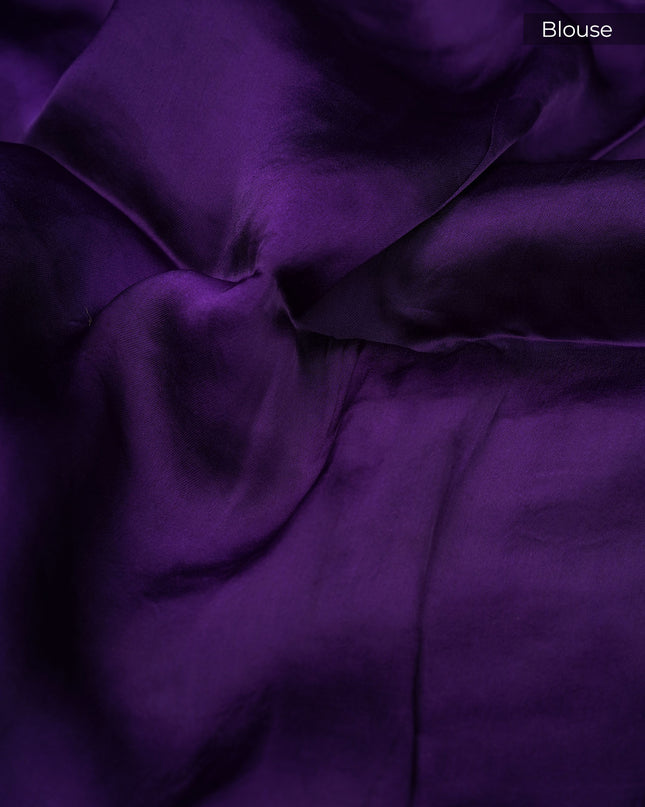 Banaras Silk with Golden Border- Violet