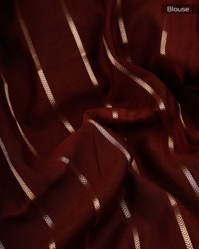 Chanderi Silk Saree With Thread Embroidery Butties And Gold Zari - Maroon