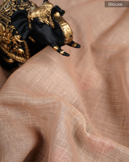 Lenin Silk saree with Floral Pallu and Silver Zari Border- Lavender