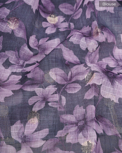 Kota silk saree with digital print zari border - Lavender