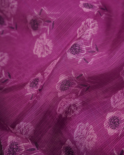 Kota Silk Saree With Digital Print Leharia Pattern With Mirror Work - Purple