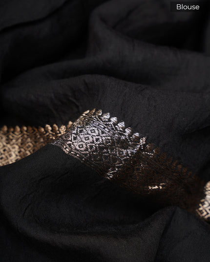 Muslin Silk Saree With Warli Art Border - White & Lavender