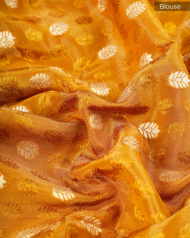 Korean Crepe Saree with Golden Butties and Border- Mustard