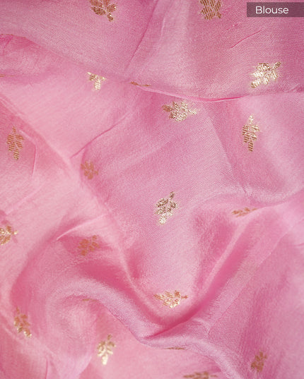 Russian Crepe Kardhana Sequence Work Butties Gold Stripes- Baby Pink
