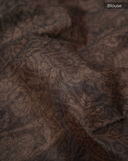 Mangalagiri Silk Digital Print Contrast Border - Grey