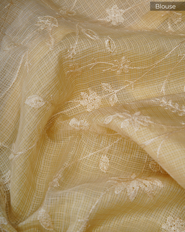 Kota silk saree with thread  work border - L Yellow