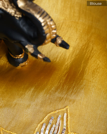 Tissue Organza saree with kardhana and sequence work and scallop border - Gold