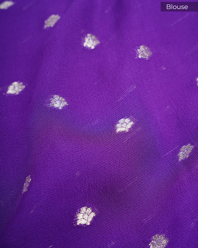 Kadi Georgette Saree With Meenakari Butties - Violet