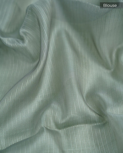 Silk Kota Saree with Ari Work Border- Pista Green