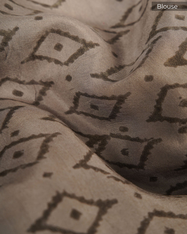 Chiffon sarees with Kalamkari print and zari-woven borders - Cream