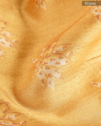 Tussar Silk Saree with Allover Mirror Work & Ari Work - Mustard