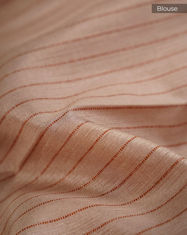 Semi Tusser Silk Digital Print Contrast Border - Pink