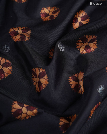 Semi Tusser Saree With Golden Butties With Kalamkari Boarder - Beige