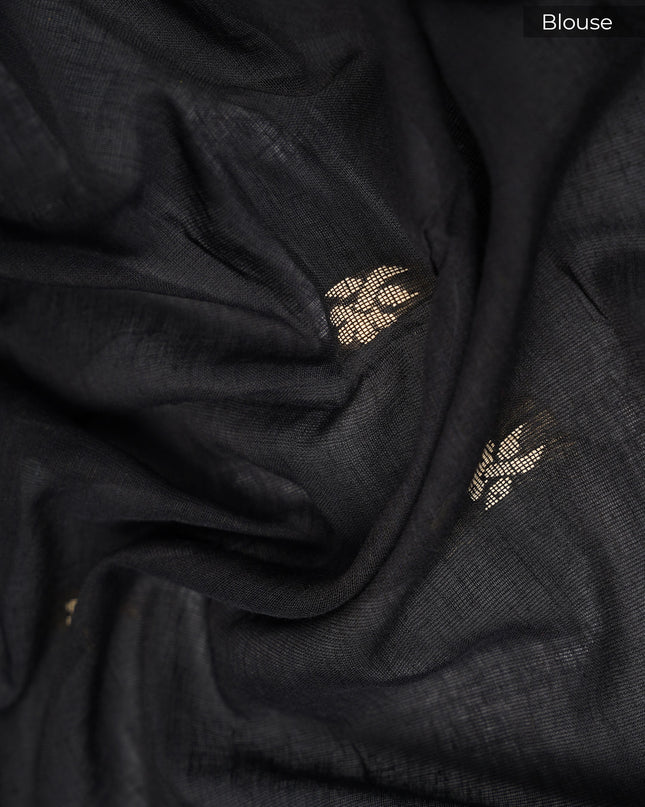 Handloom Cotton Saree with Thread Weaving Butties Border- Onion Pink