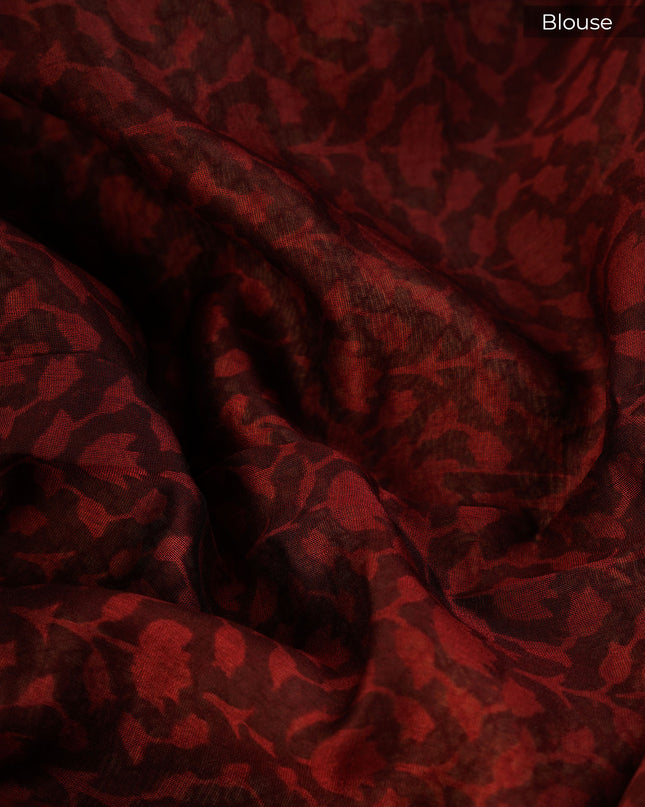 Muslin Silk Saree with Antique Zari Border- Brown