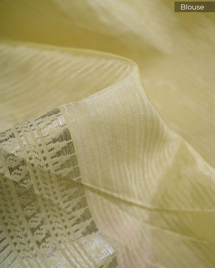 Managalagiri Silk Saree with Thread Embroidery Butties and Silver Border- Cream