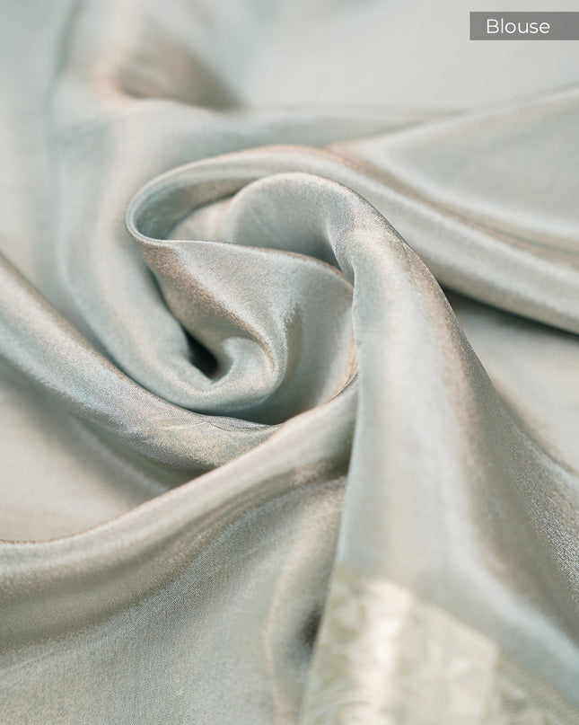 Tissue Banarasi Silk with All Over Self Weaving with Light Gold Zari Border